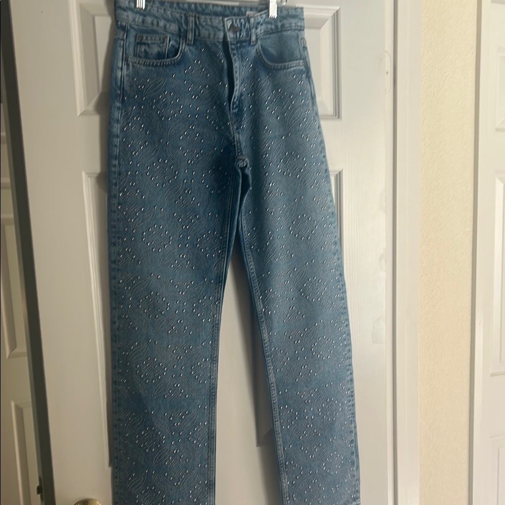 Zara Blue Straight Denim Jeans Classic Style